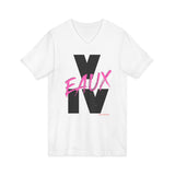 V EAUX IV - BLACK W/ PINK EAUX UNISEX V-NECK T-SHIRT