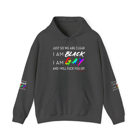 BLACK GAY FUP WHITE UNISEX HOODIE