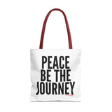 PEACE BE THE JOURNEY BLACK TOTE BAG