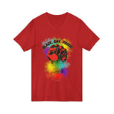 BLACK GAY PROUD FIST UNISEX V-NECK T-SHIRTS