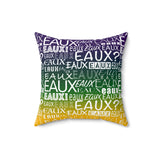 EAUX- WHITE ON MARDI GRAS  THROW PILLOW