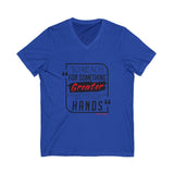 REACH FOR SOMETHING - BLACK RED UNISEX V-NECK T-SHIRT
