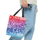 EAUX WHITE ON RAINBOW TOTE BAG