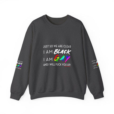 BLACK GAY FUP WHITE UNISEX SWEATSHIRTS
