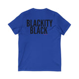BLACKITY BLACK - BLACK UNISEX V-NECK T-SHIRT
