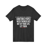 WEED THEMSELVES OUT UNISEX V-NECK T-SHIRT