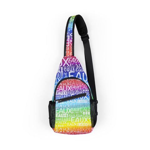EAUX WHITE ON RAINBOW SLING BAG