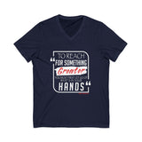 REACH FOR SOMETHING - WHITE RED UNISEX V-NECK T-SHIRT