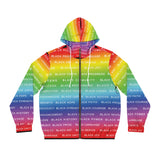 BLACK MAGIC RAINBOW WHITE AOP ZIP HOODIE