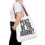PEACE BE THE JOURNEY BLACK TOTE BAG