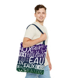 EAUX- WHITE ON MARDI GRAS TOTE BAG