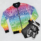 EAUX WHITE ON RAINBOW AOP MEN'S BOMBER JACKET