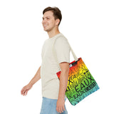 EAUX - BLACK ON RAINBOW TOTE BAG