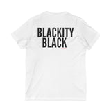 BLACKITY BLACK - BLACK UNISEX V-NECK T-SHIRT