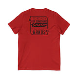 REACH FOR SOMETHING - BLACK RED UNISEX V-NECK T-SHIRT