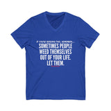 WEED THEMSELVES OUT UNISEX V-NECK T-SHIRT