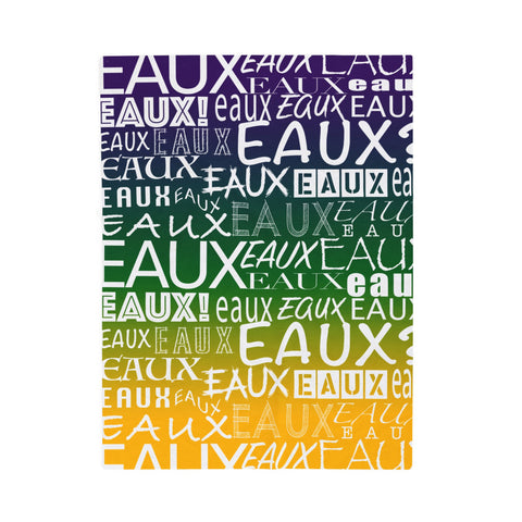 EAUX- WHITE ON MARDI GRAS PLUSH BLANKET