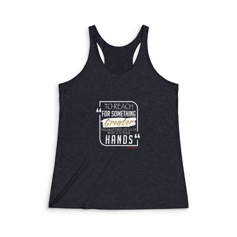 REACH FOR SOMETHING WHITE GOLD RACERBACK TANK TOP