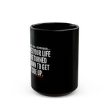 UPSIDE DOWN CERAMIC BLACK MUG 110Z, 15OZ