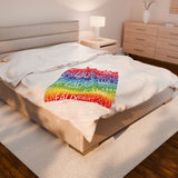 EAUX WHITE ON RAINBOW  PLUSH BLANKET