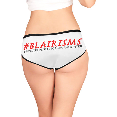 WHITE #BLAIRISMS LOGO PANTIES Women's All Over Print High-cut Briefs (Model L14)