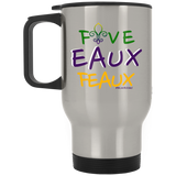 FiveEauxFeaux Mardi Gras Silver Stainless Travel Mug