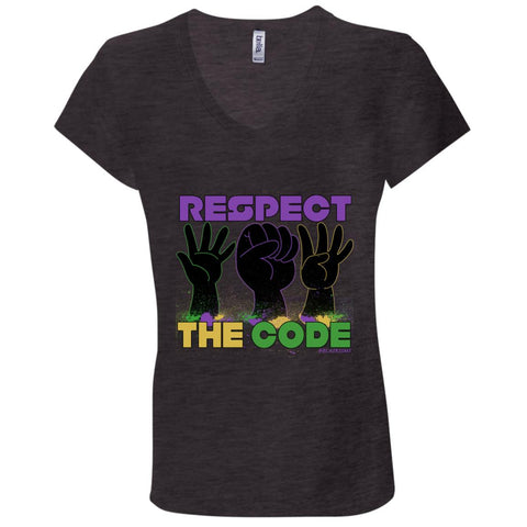 Respect The Code (Mardi Gras) Women's V-Neck
