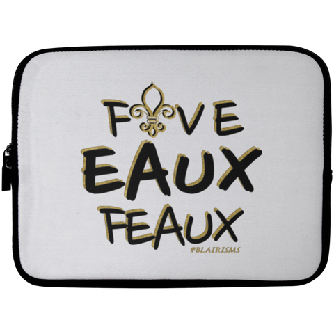 FiveEauxFeaux Black-&-Gold Laptop Sleeve - 10 inch