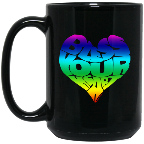 BLESS YOUR HEART (RB) 15 oz. Black Mug