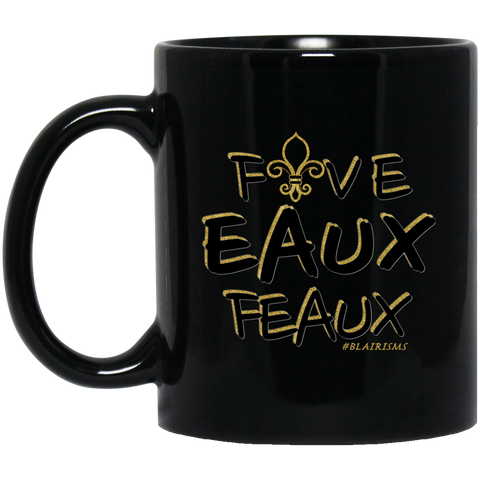FiveEauxFeaux Black-&-Gold 11 oz. Black Mug