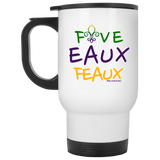 FiveEauxFeaux Mardi Gras White Travel Mug