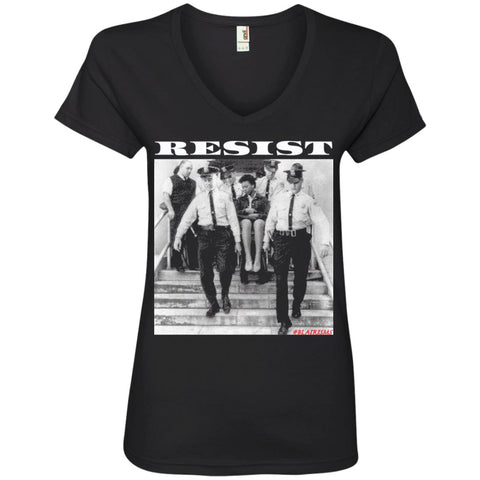 RESIST DORIS CASTLE Black Shirt Women's V-Neck T-Shirt