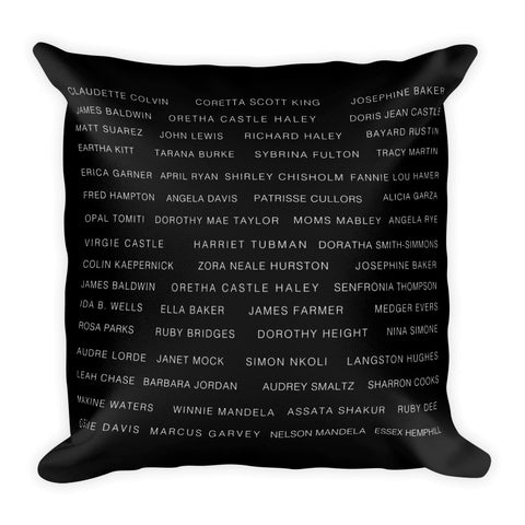 BLACK/WHITE ACTIVISTS ALLEAUXVER THROW PILLOW w/ stuffing