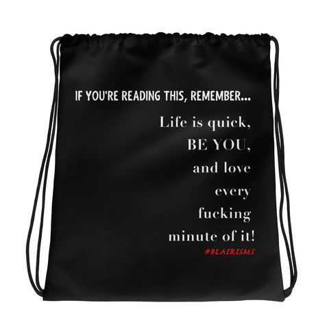 LOVE EVERY FUCKING MINUTE Drawstring bag