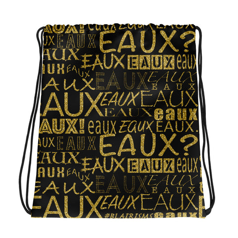 Black & Gold AllEAUXver Drawstring bag